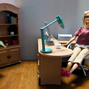 OOAK Barbie Size Office Set, Doll & Accessories